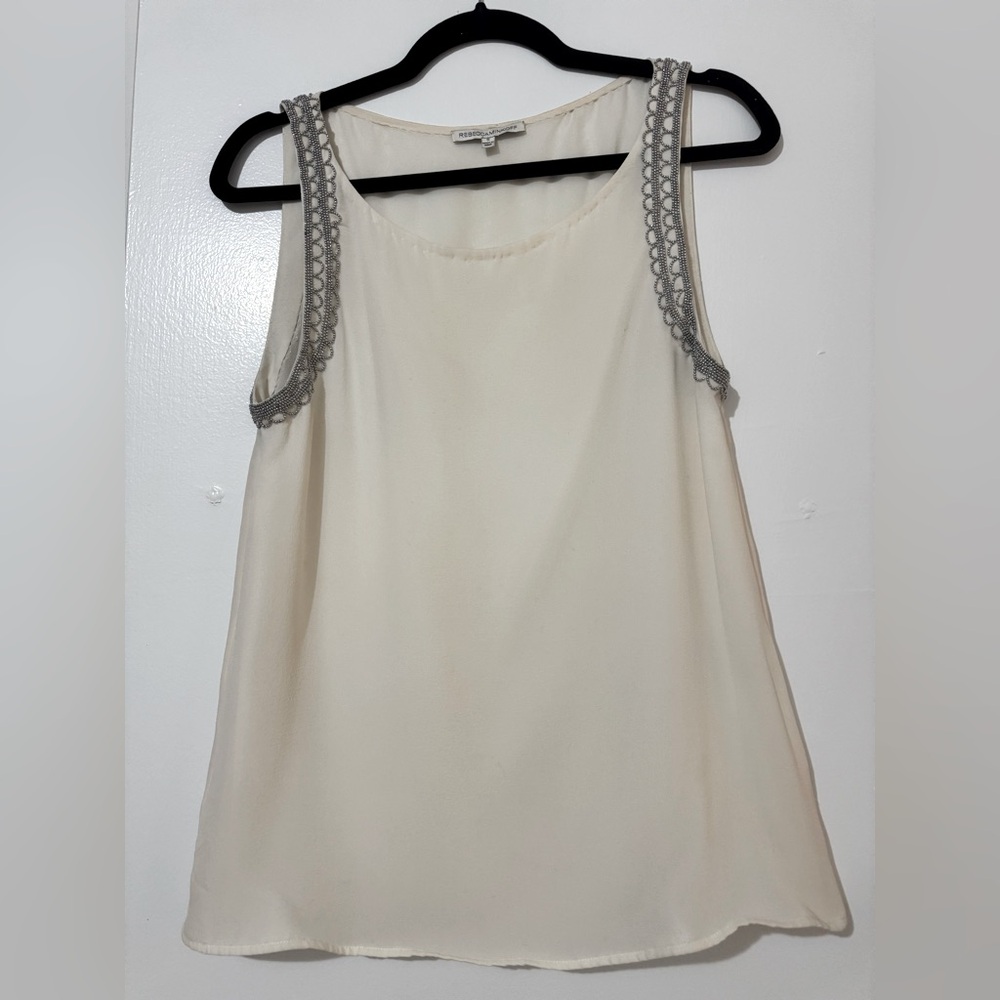 REBECCA MINKOFF Women's Chalk Beaded Trim Mahesh Top - Sz Small